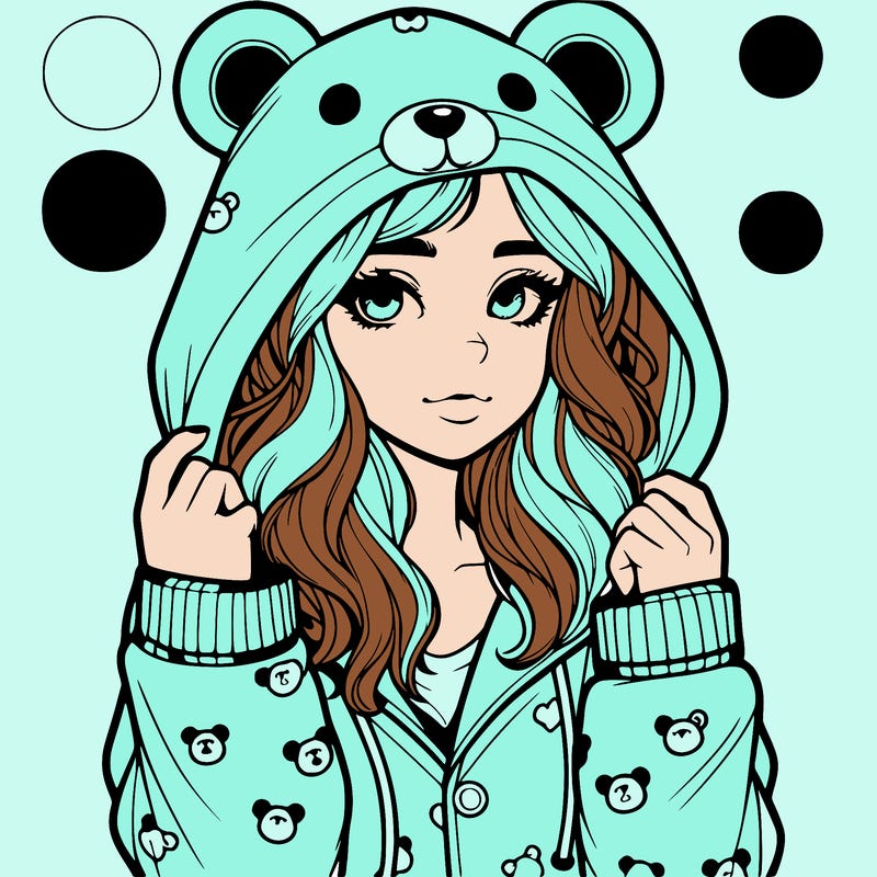 realistic girl in a animal pjs hoodie