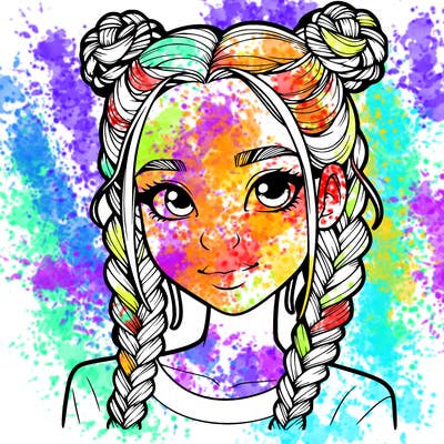 realistic girl with braids