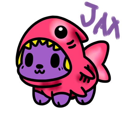 cute dog wearing a shark costume