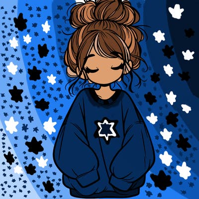 girl with baggy sweatshirt and messy bun