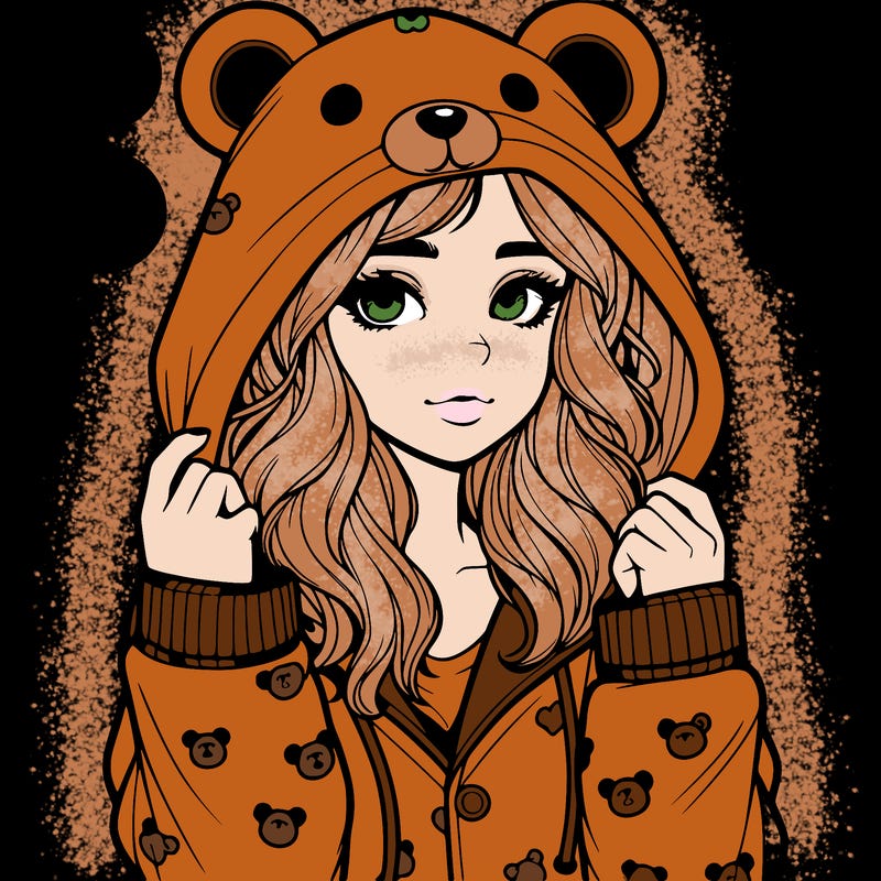 realistic girl in a animal pjs hoodie