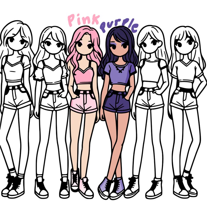 a group of girls wearing crop tops and shorts