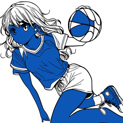 teen manga girl playing basketball