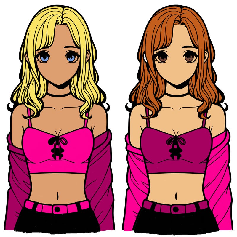 realistic girl split in 4 sections