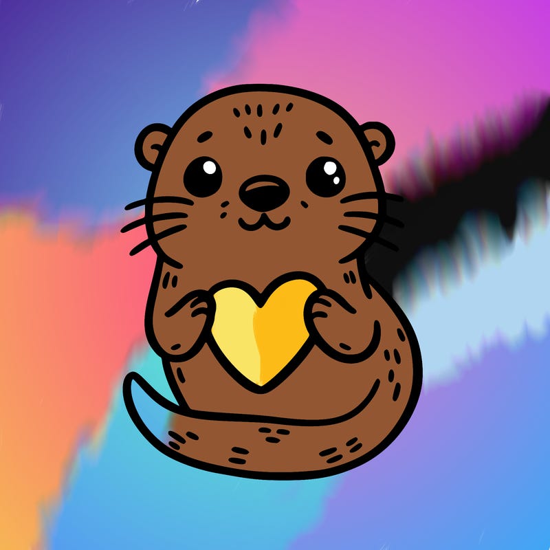 otter with a heart