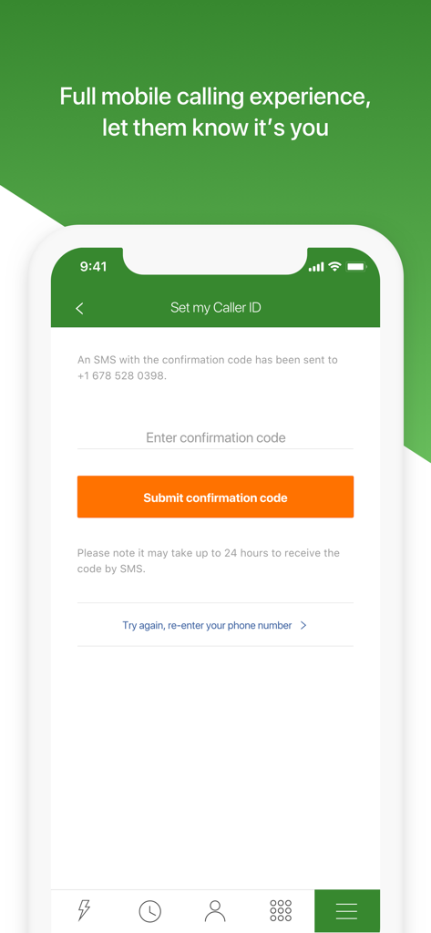 A mobile interface showing the Caller ID verification screen in the CallIndia app.
