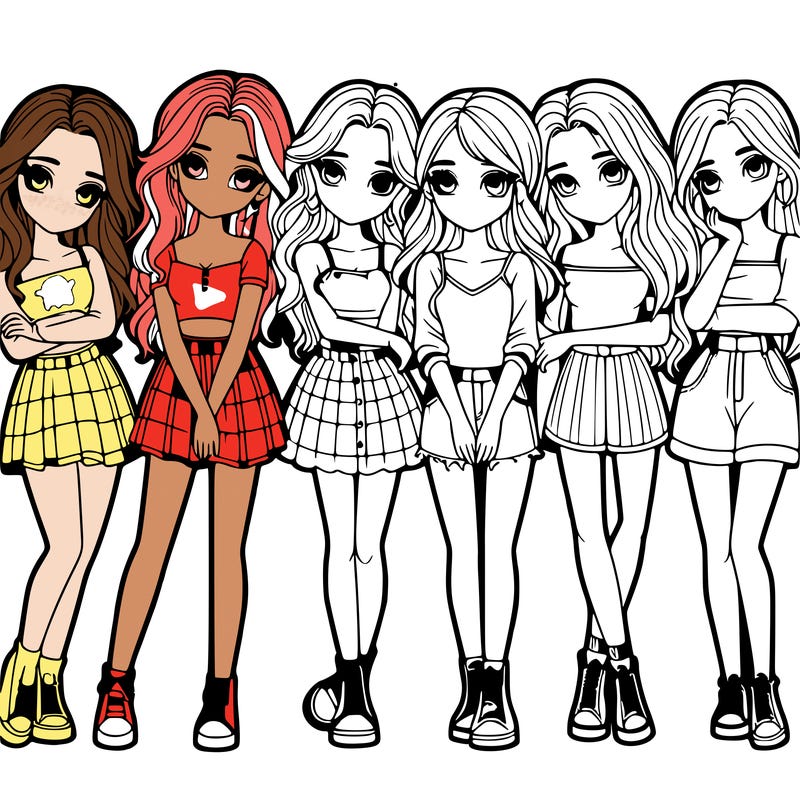 a group of girls realistic