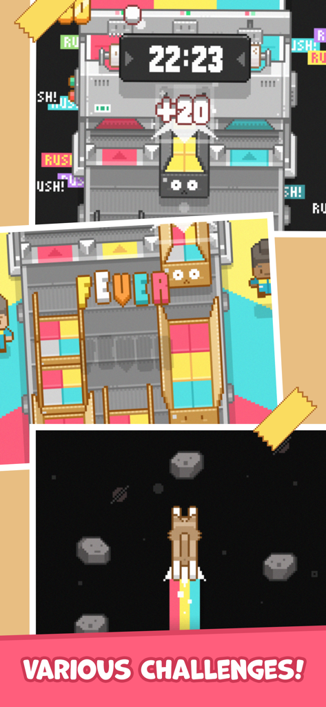 Box It Up! Inc. - Gameplay screenshots showing various mini-games and challenges in the Box It Up! Inc. mobile app