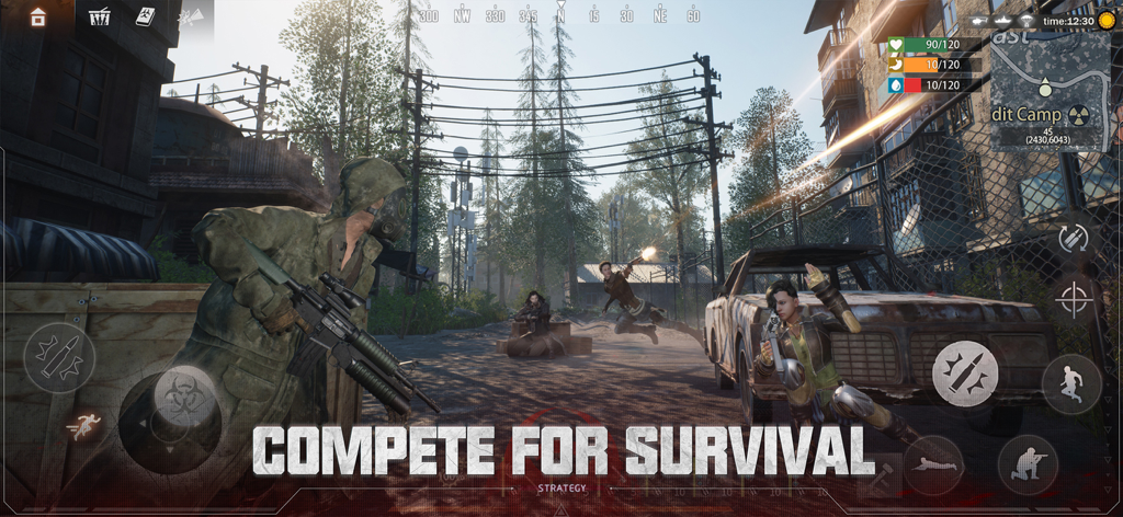 Last Island of Survival - Des personnages engagés dans une scène de combat à enjeux élevés dans un décor post-apocalyptique au sein du jeu mobile Last Island of Survival.