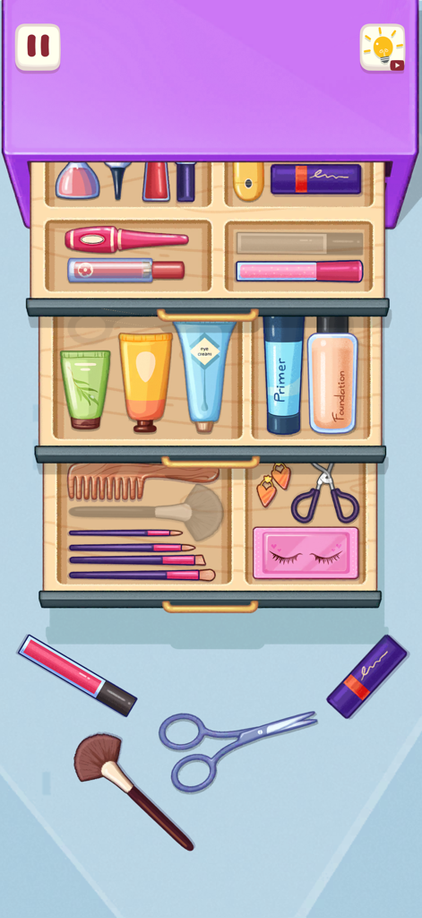 Satisfying Organize Mini games - Organizando produtos de beleza e ferramentas em um mini jogo satisfatório de organizador de maquiagem