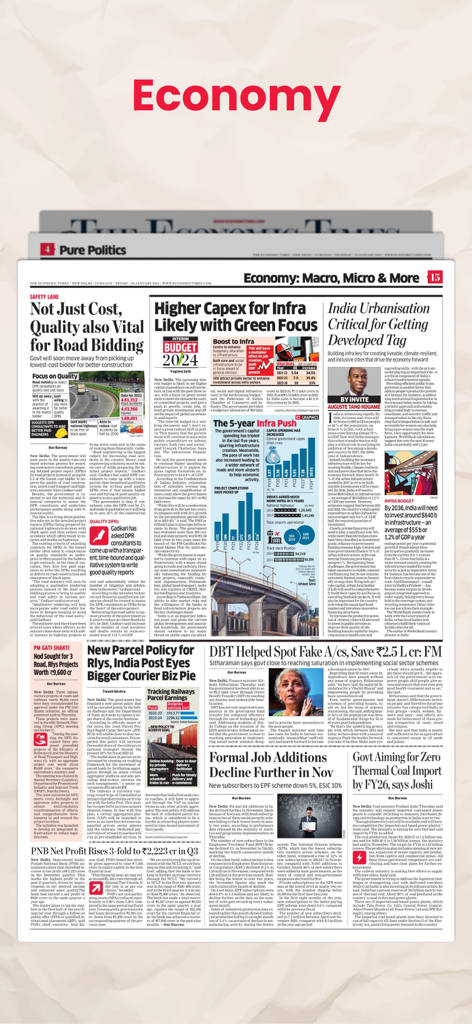 Economic Times Newspaper App - Digital replica of the Economic Times newspaper economy section on a mobile app