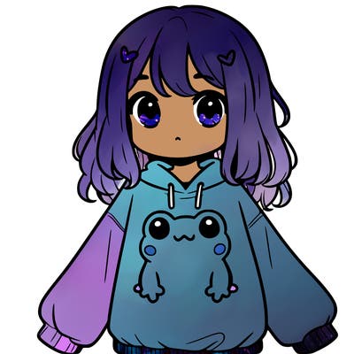 girl wearing frogging sweatshirt