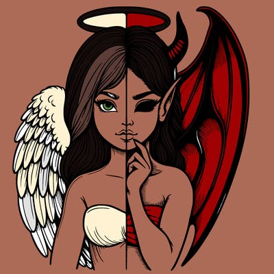 realistic angel half demon