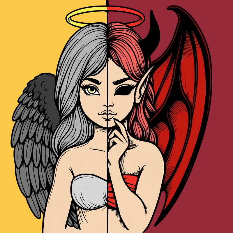 realistic angel half demon