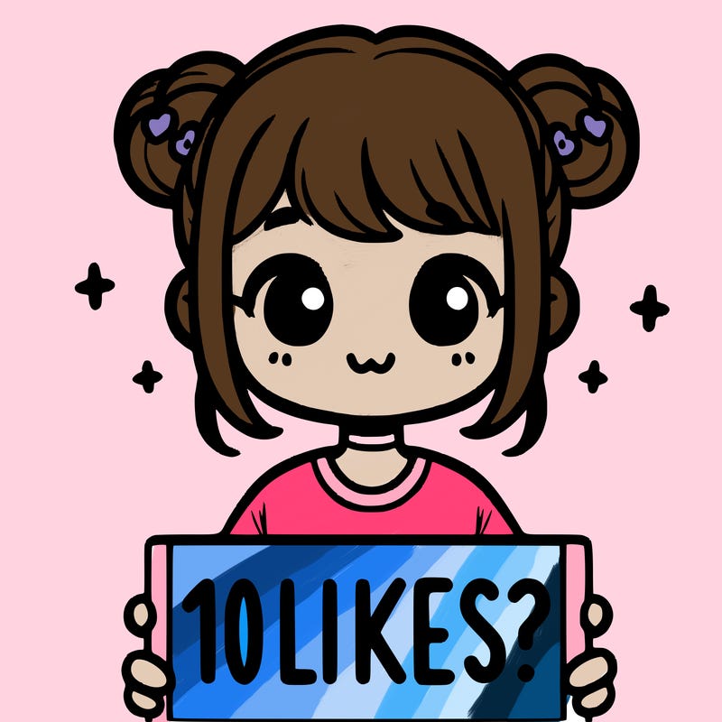 cute girl that is holding a sign that says 10 likes?