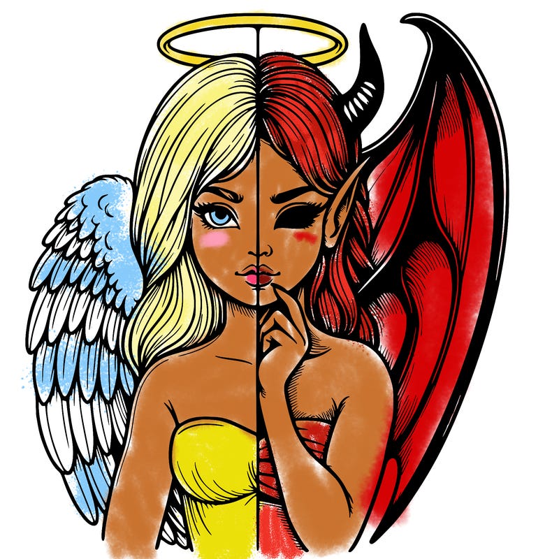 realistic angel half demon