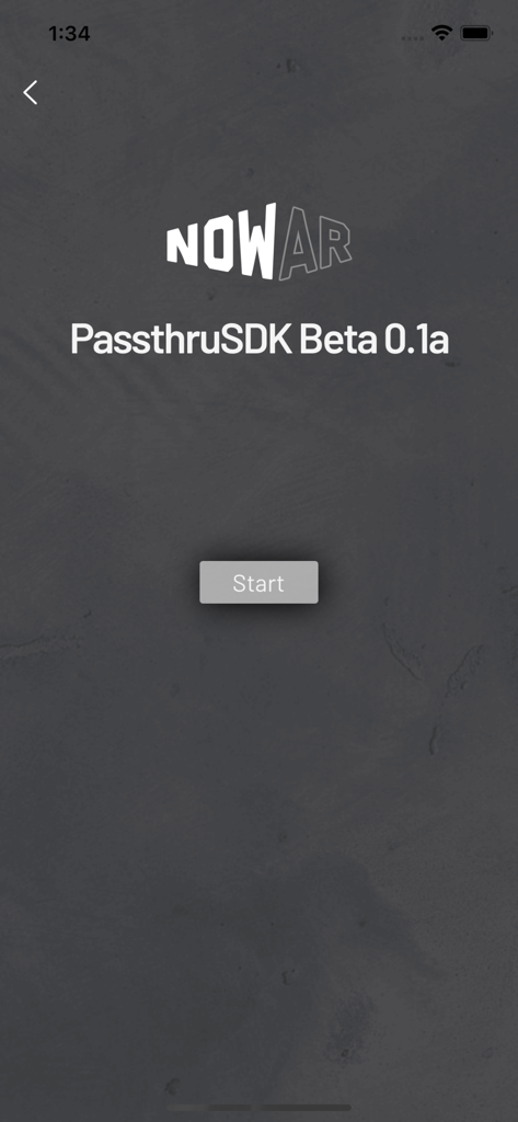 Monolook - Monolook app interface displaying the NowAR Passthru SDK Beta start screen