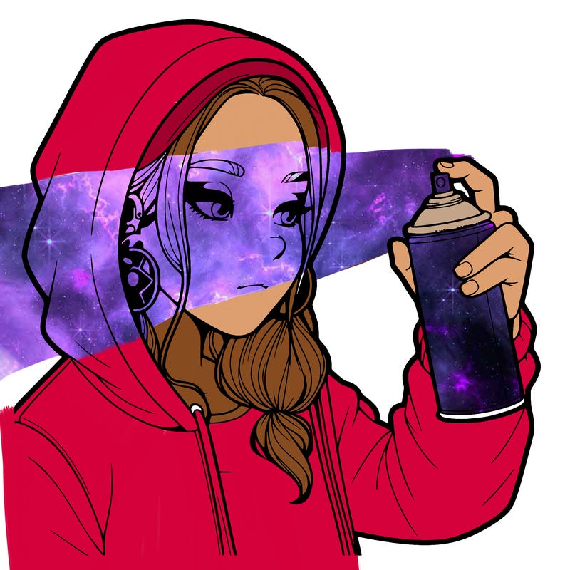 a realistic girl, spray painting
