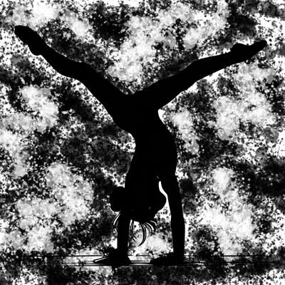 realistic gymnastic hand stand girl in four splits