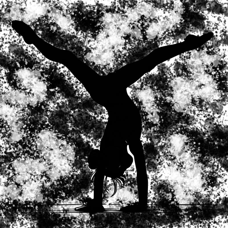 realistic gymnastic hand stand girl in four splits