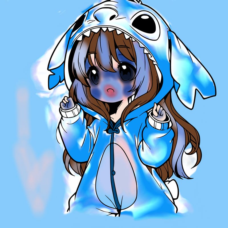 anime girl in a stitch onsie