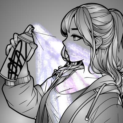 a realistic girl spray, painting