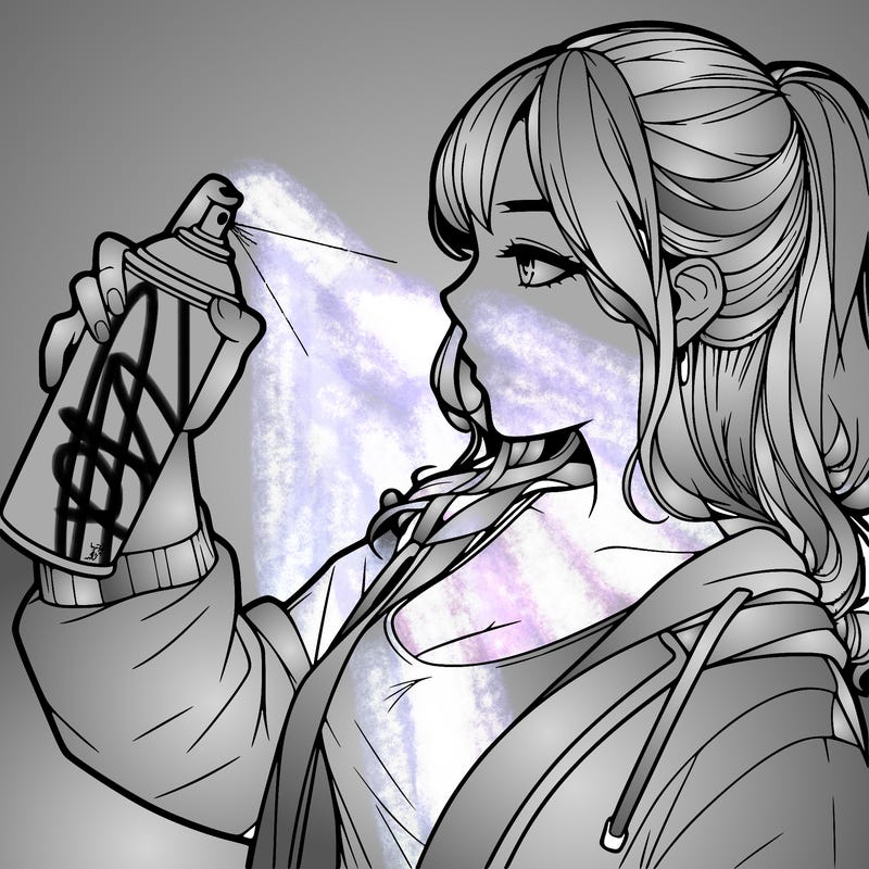 a realistic girl spray, painting