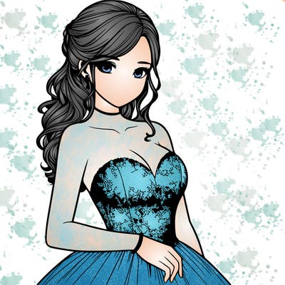 realistic girl in prom dress