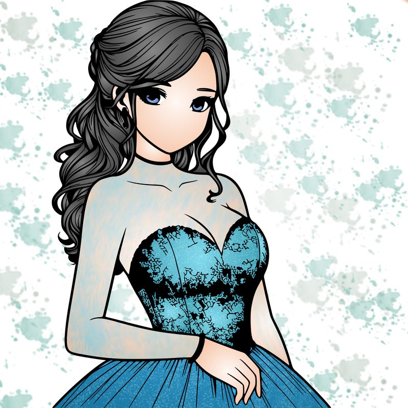 realistic girl in prom dress