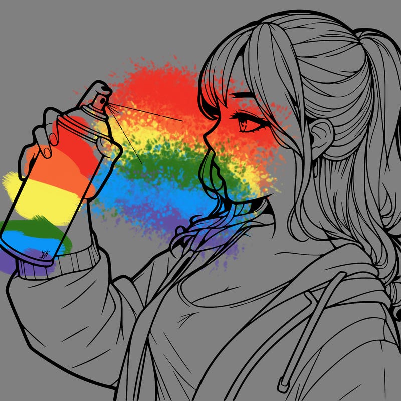 a realistic girl spray, painting