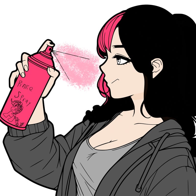 a realistic girl spray, painting