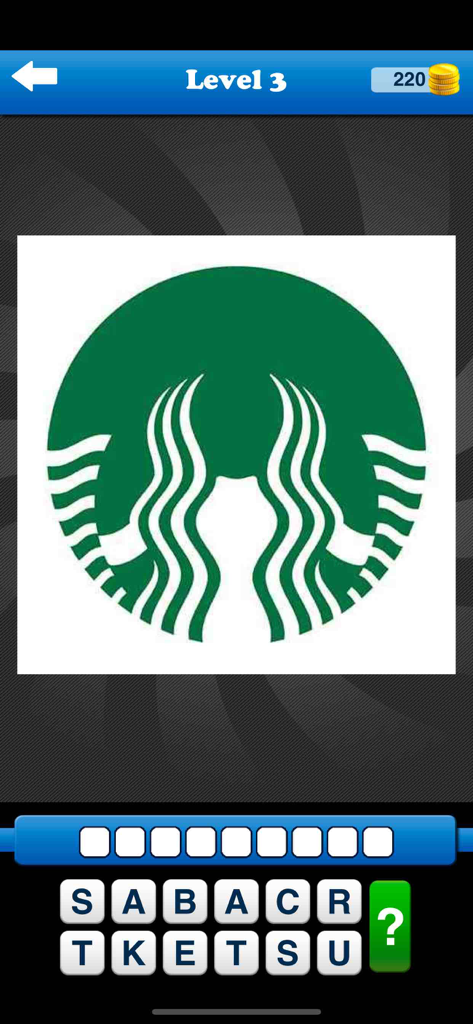 Desafío del logo de Starbucks en el nivel 3 del Juego de Adivinar el Logo de Marca