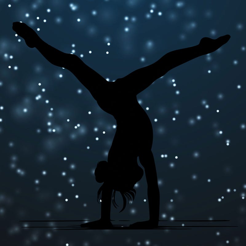 realistic gymnastic hand stand girl in four splits