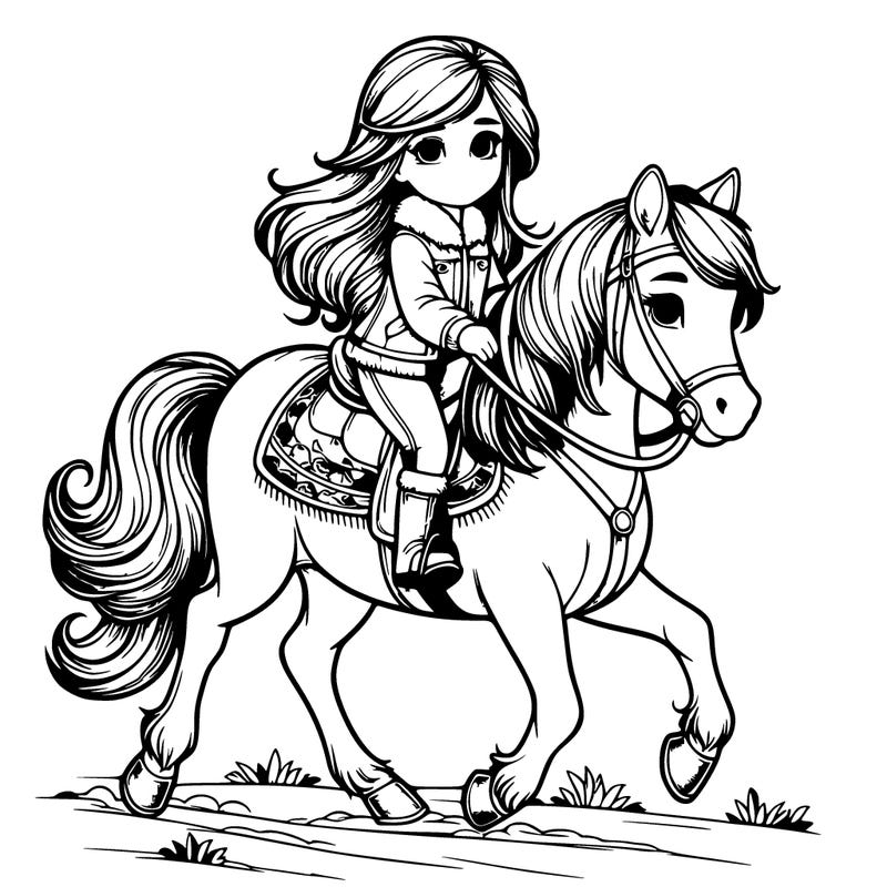 girl riding horse realistic