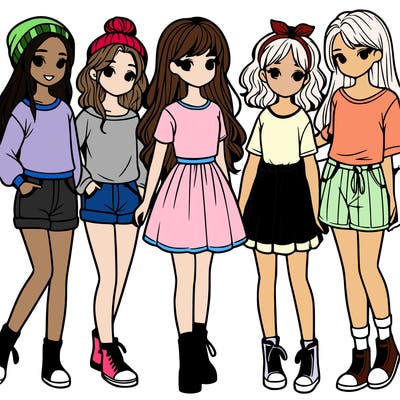 a group of five girls