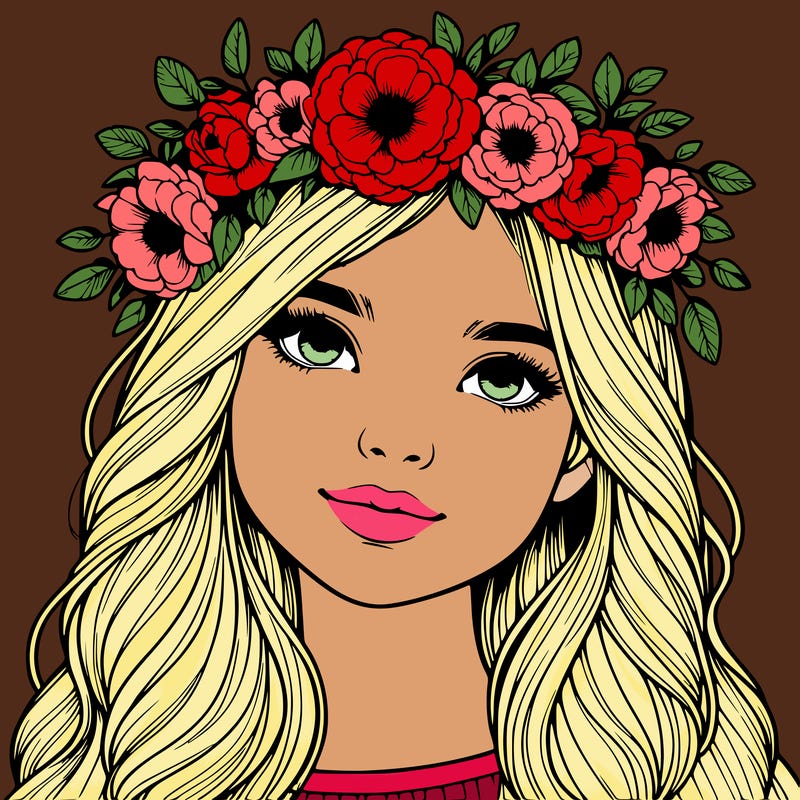 realistic girl with flower crown
