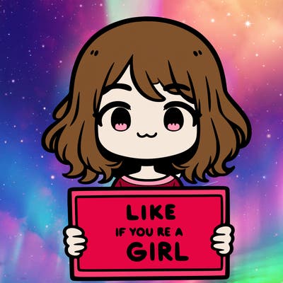 a cute girl holding a sign that says like if you’re a girl