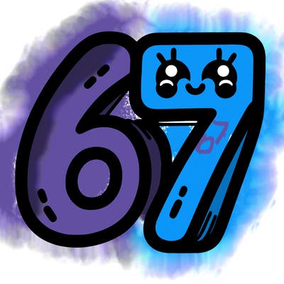 the numbers 67