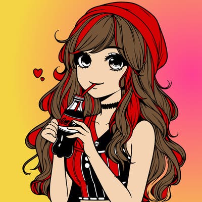 realistic girl drinking coke