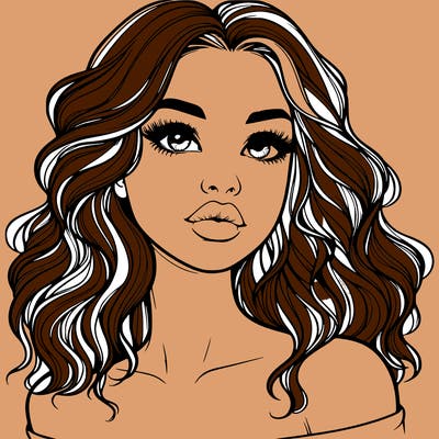 realistic girl with wavy hair and lips