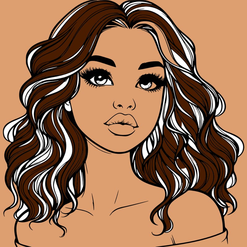 realistic girl with wavy hair and lips