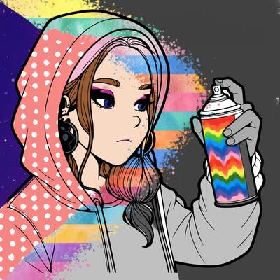 a realistic girl, spray painting