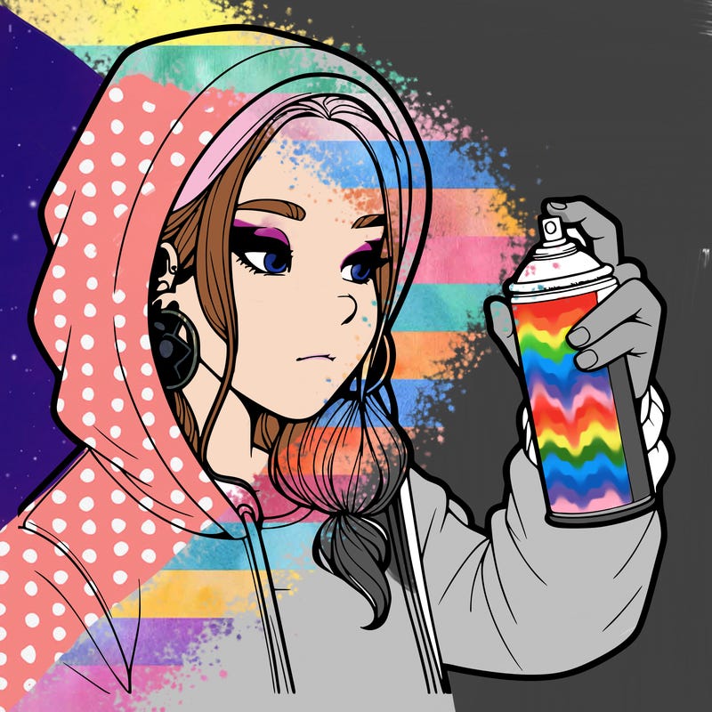 a realistic girl, spray painting