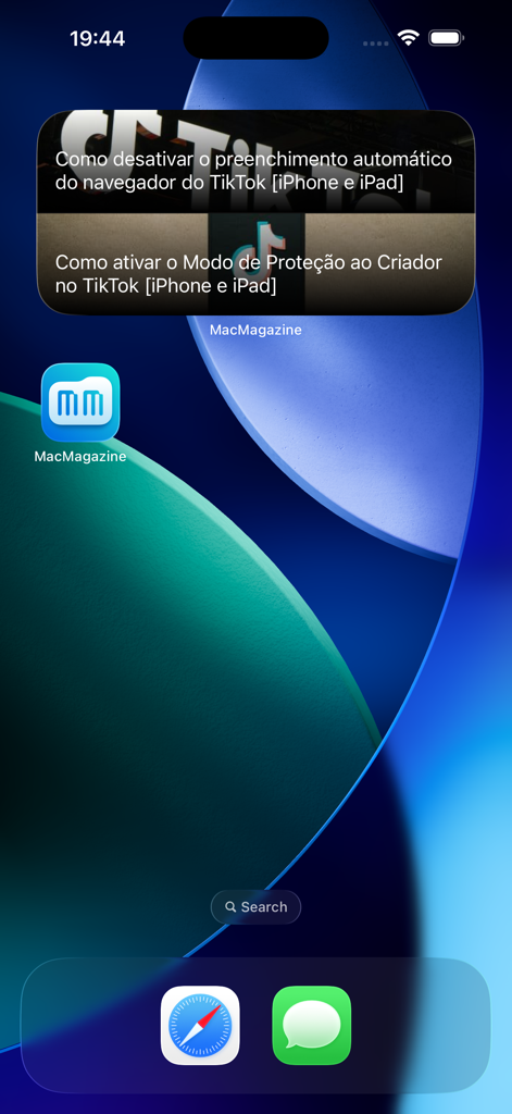 MacMagazine - MacMagazine app icon and news widget on an iPhone home screen