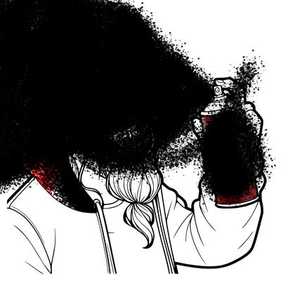 a realistic girl, spray painting