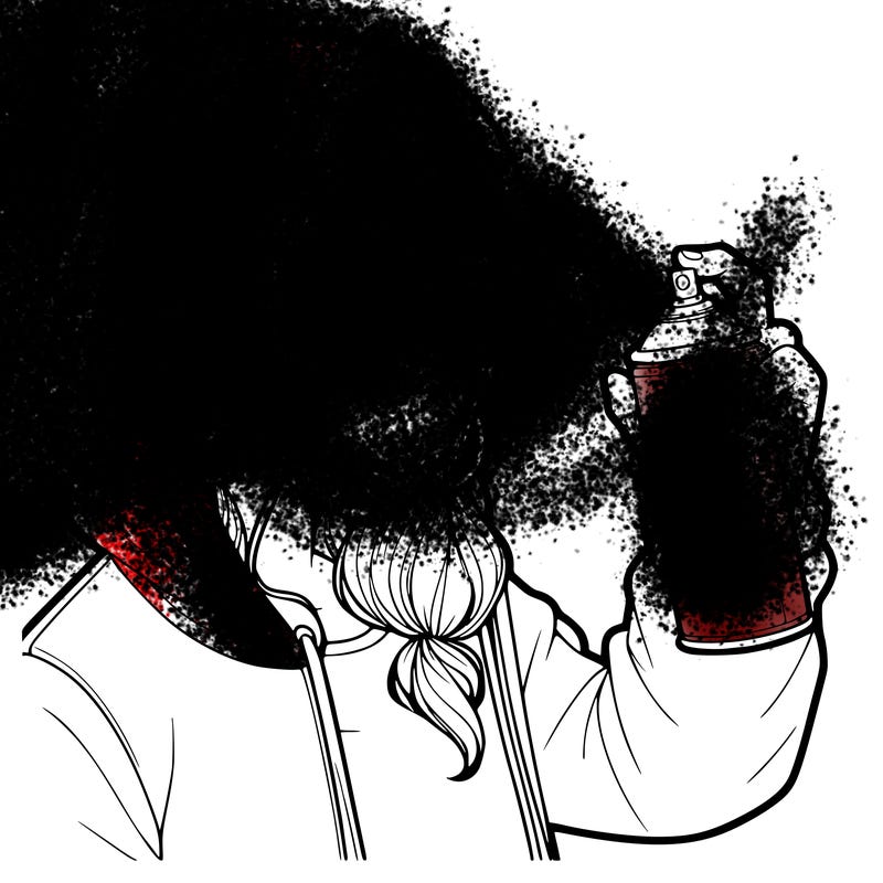 a realistic girl, spray painting