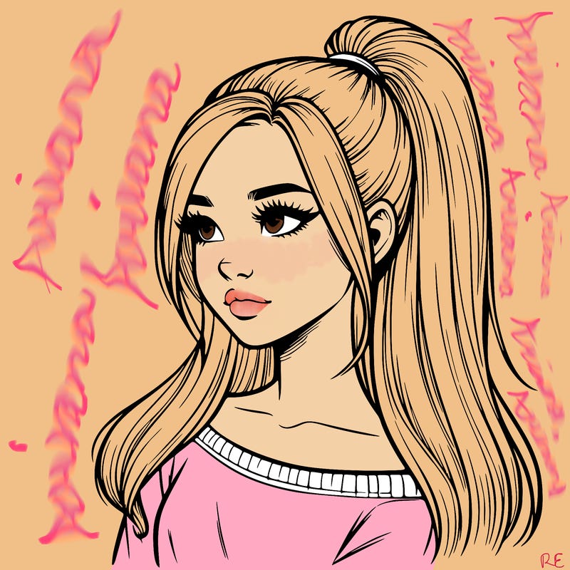 realistic girl with a high ponytail