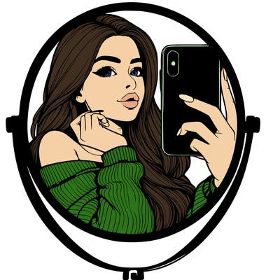 realistic girl taking mirror selfie beautiful
