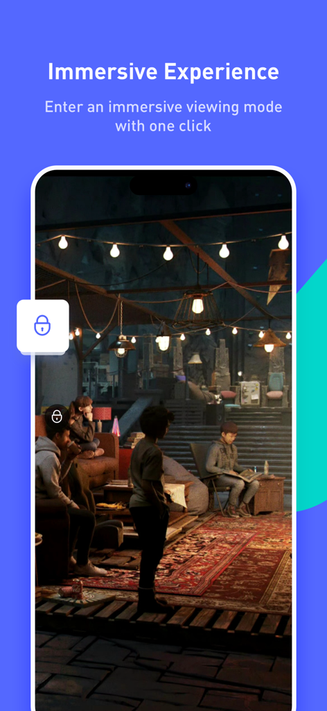 X Player - Watch TV and Movies - X Player app screenshot displaying a video in full screen immersive mode with a screen lock icon