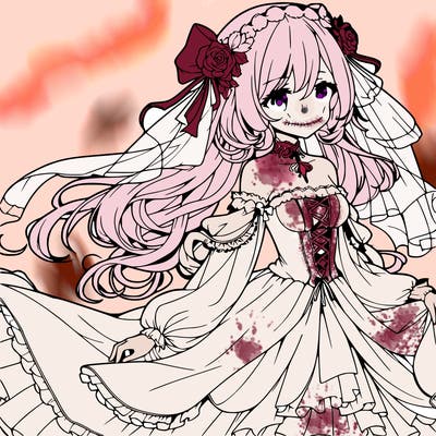 a detailed anime girl wearing an elegant flowing ghost costume